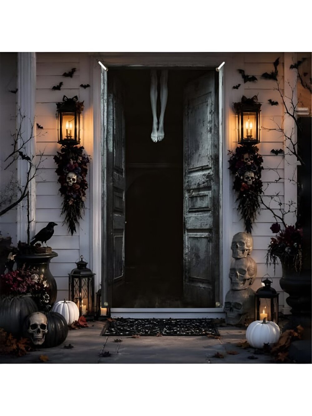 Halloween Door Cover Halloween Door Decorations 71X35 inch Scary Door Cover